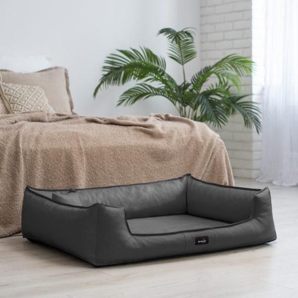 goofy orthopaedisches hundebett kunstleder mit schonbezug pflegeleicht hund 02 graphit 3.jpg