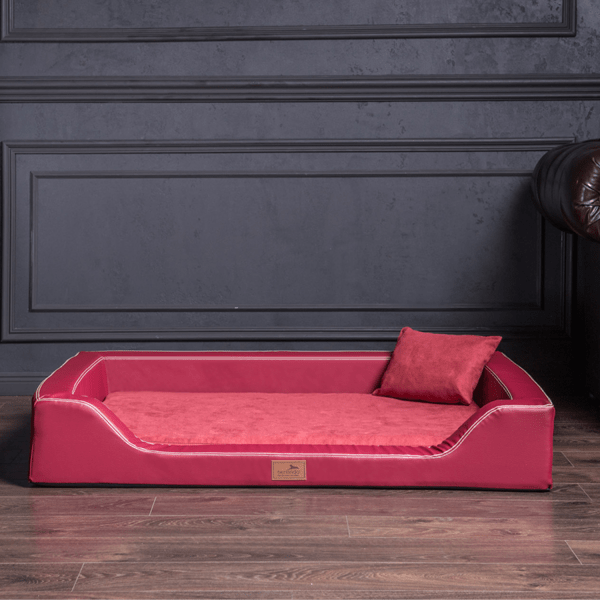 mdy tl 04 dunkelrot melody orthopaedisches hundebett luxus latex tierlando xxl kunstleder 3.png