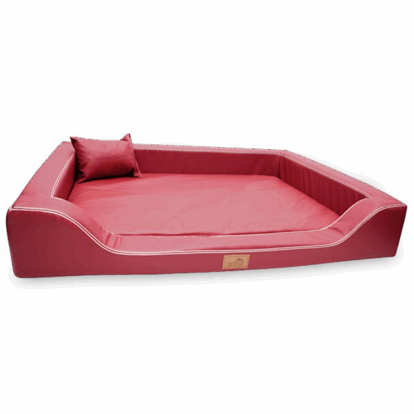 sale | melody latex anti haar kunstleder | orthopädisches luxus hundebett | dunkelrot | 150x100cm