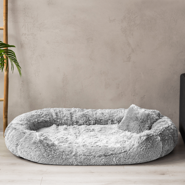 sale | pamela shaggy orthopädisches hundebett | weißgrau | 115x90cm