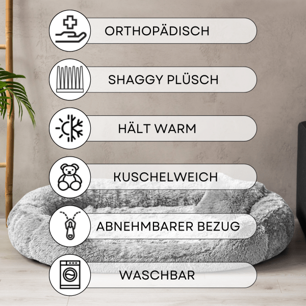 sale | pamela shaggy orthopädisches hundebett | weißgrau | 175x115cm