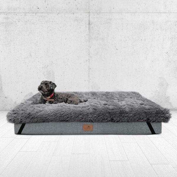 sale | shaggy topper kuschelige matratzenauflage bezug waschbar | graphit | 80x60cm