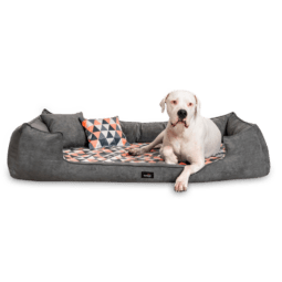 vel 0218 graphit orange velvet orthopaedisches hundebett tierlando samt formen dreiecke xxl 1.png