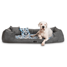 vel 0230 graphit hellblau velvet orthopaedisches hundebett tierlando samt formen dreiecke xxl 1.png