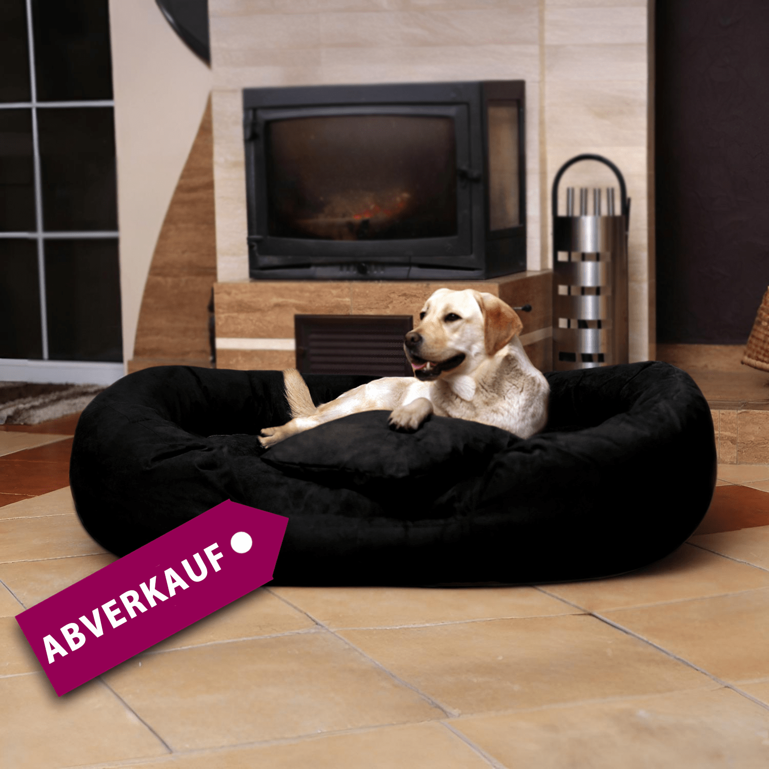 sale | philip soft velours hundebett | schwarz | 110x80cm