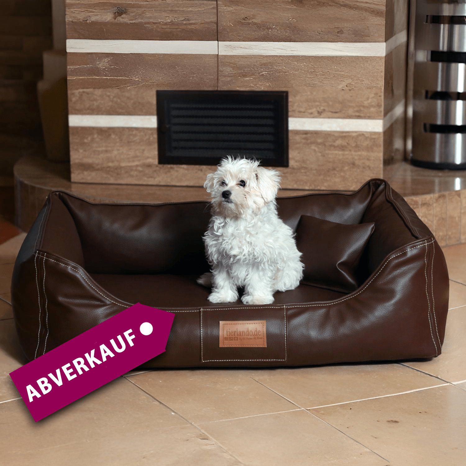 sale | maddox komfort hundebett | hundesofa kunstleder | braun | 80x60cm